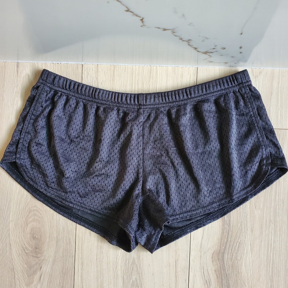 Soffe Mesh Shorts Womens M Black Low Rise Elastic Waist Cheer Running Gym Y2K